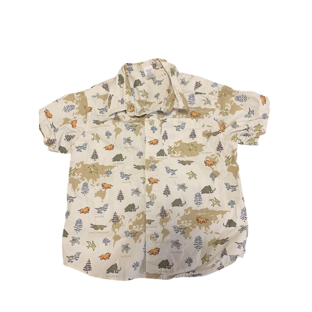 Lands End 18M Cotton Dinosaur Classic Shirt‎ Casual Tan